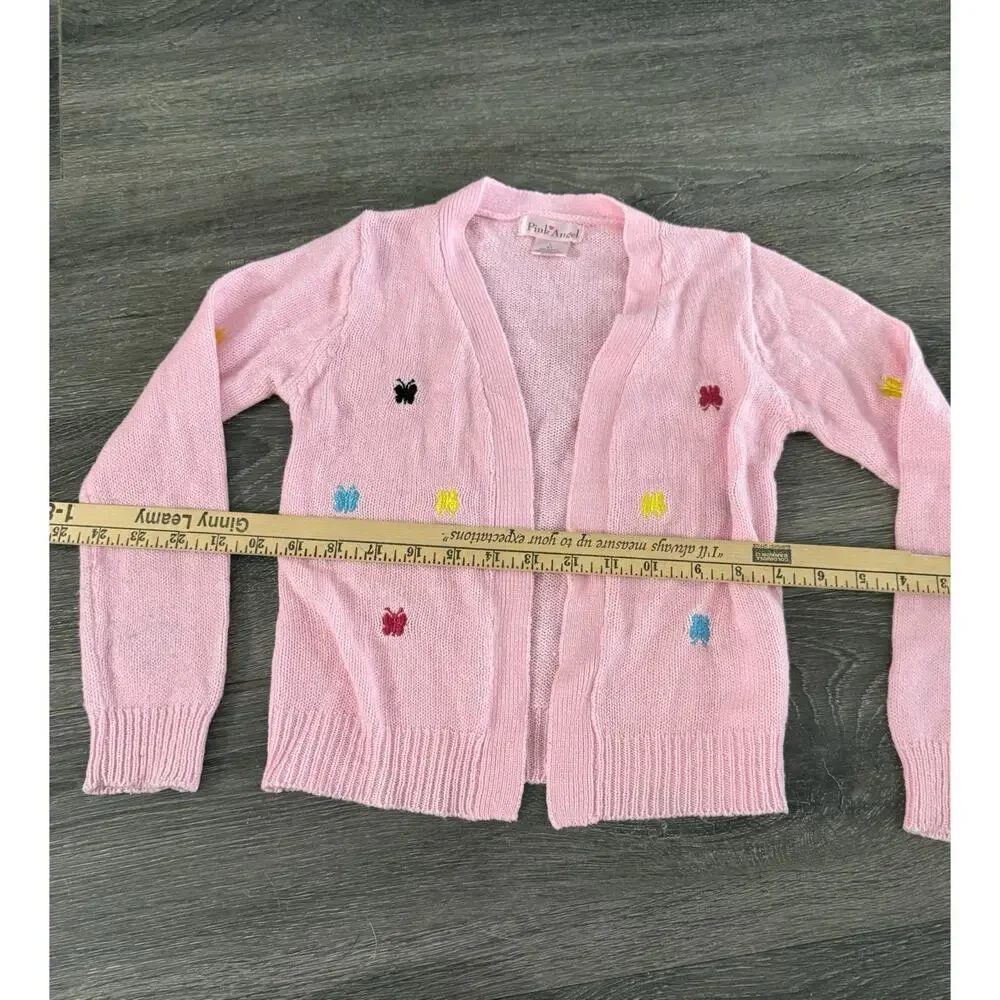Pink Angel Cardigan Sweater Girls L 6x Boho Whimsy Fairy Cottage Barbie - Picture 4 of 5